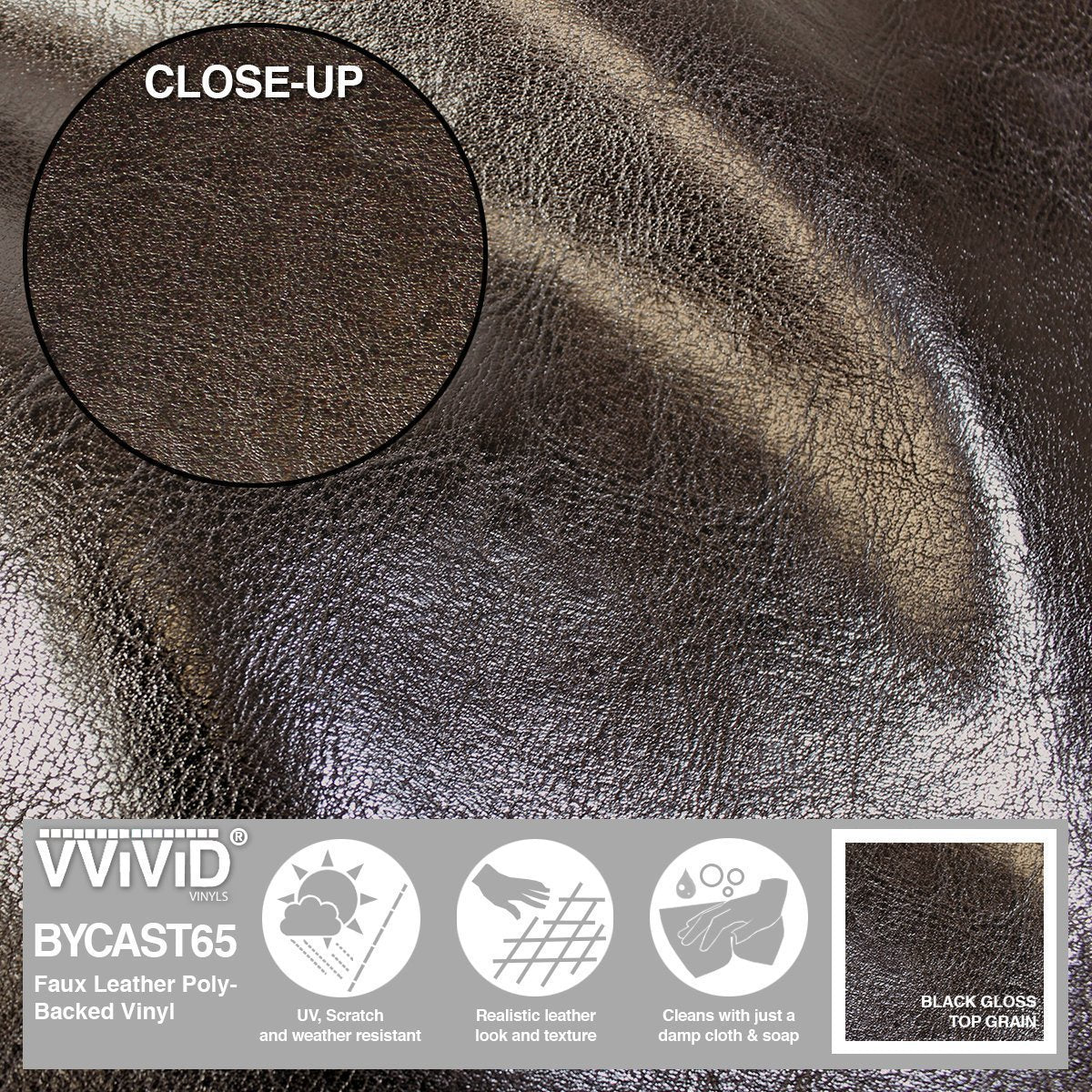 VViViD Silver Weatherproof Faux Leather Finish Marine Vinyl Fabric (10ft x  54)
