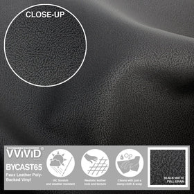 Bycast65 Black Matte Buffed Full-Grain Pattern Faux Leather Marine Vinyl Fabric