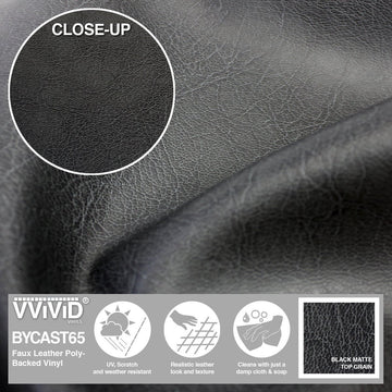 Bycast65 Black Matte Top-Grain Pattern Faux Leather Marine Vinyl Fabric - The VViViD Vinyl Wrap Shop