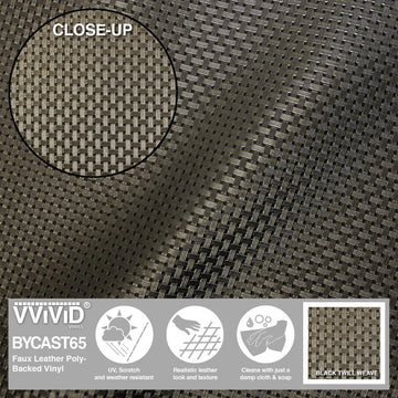 Bycast65 Brown Twill Weave Faux Leather Marine Vinyl Fabric - The VViViD Vinyl Wrap Shop