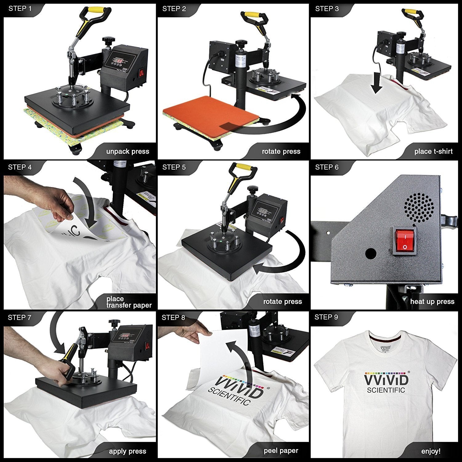 VViViD 10" x 12" Flat Garment Heat Transfer Press Machine w/Digital Readout Gauge (MCF) - The VViViD Vinyl Wrap Shop