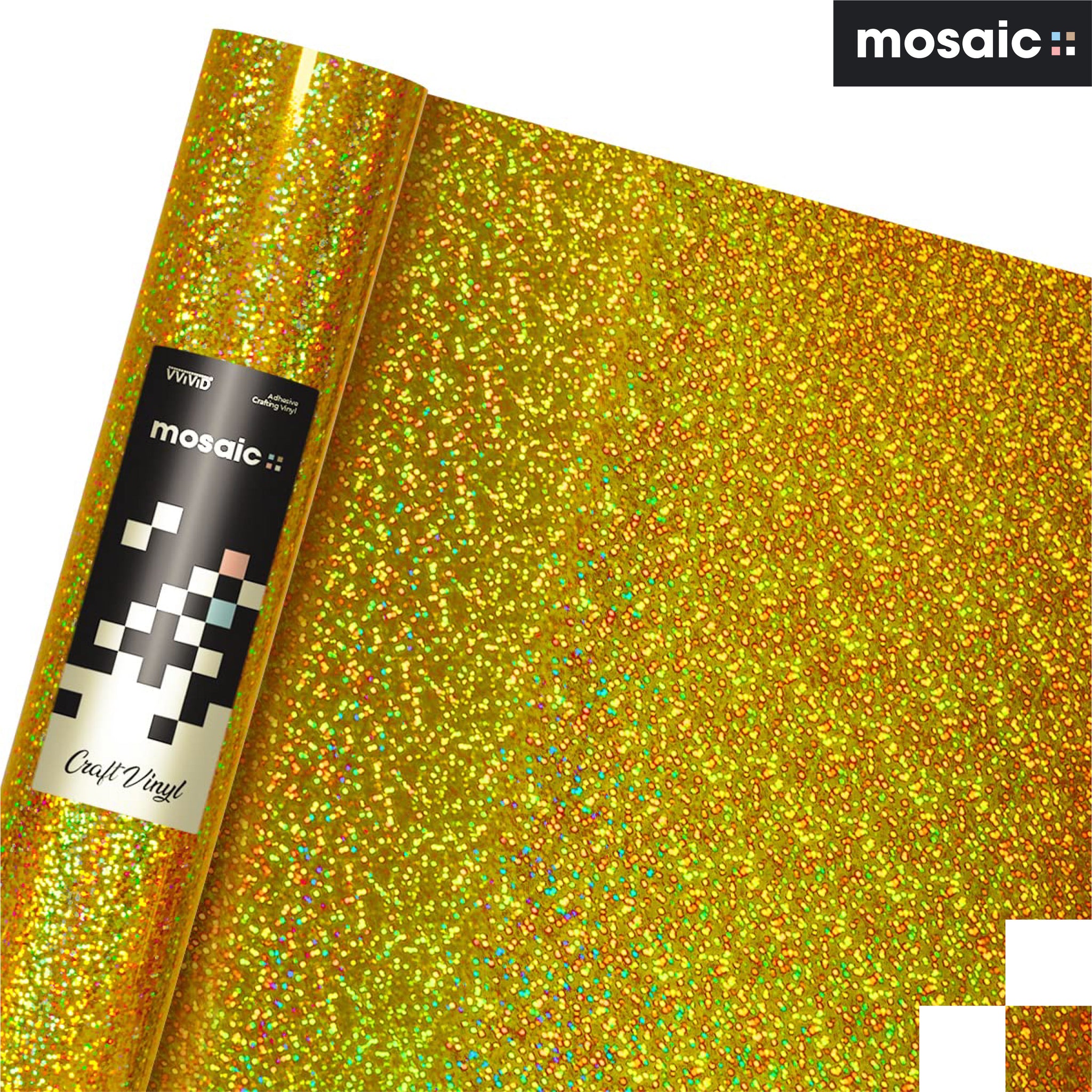 Holo Glitter Yellow Adhesive Vinyl Choose Your Length –