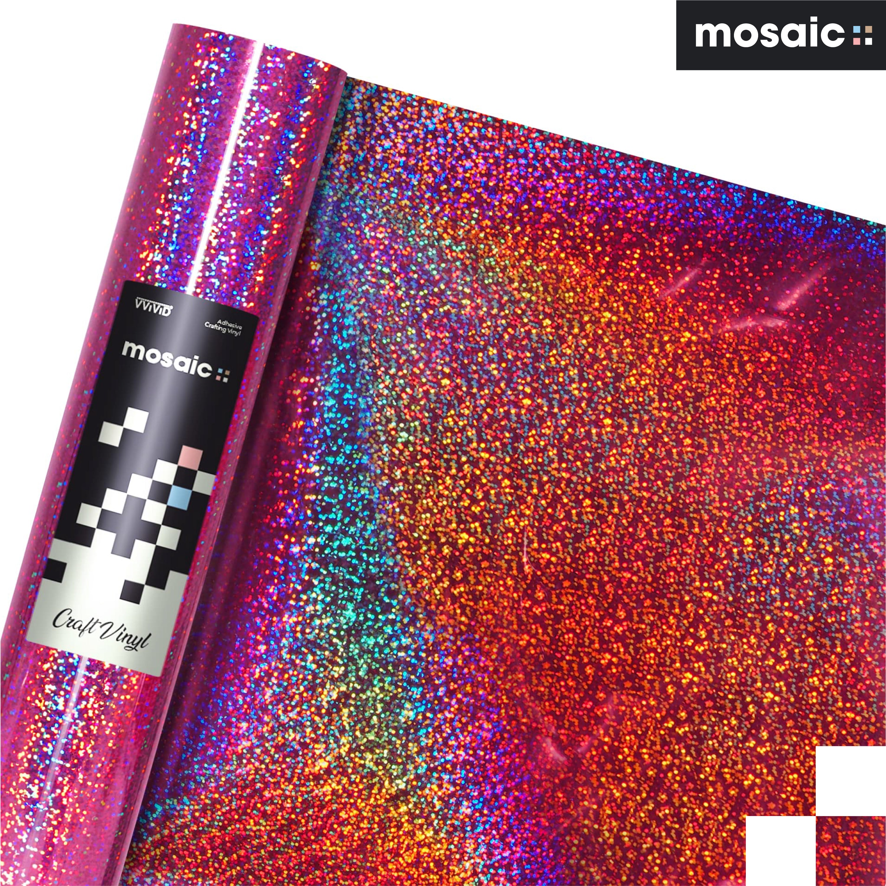 MOSAIC+ Rose Pink Holographic Glitter — Craft Vinyl (1ft x 5ft) [MCF] - The VViViD Vinyl Wrap Shop