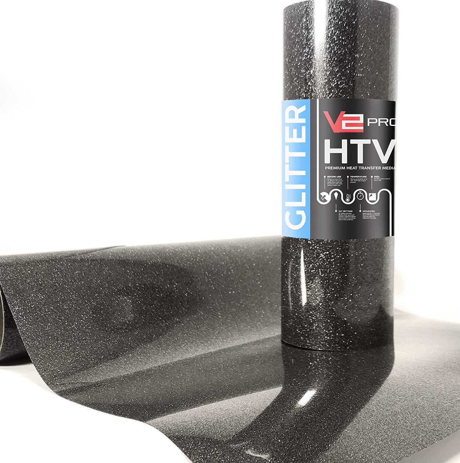 V2 Pro Hyper Black Glitter Heat Transfer Film - The VViViD Vinyl Wrap Shop