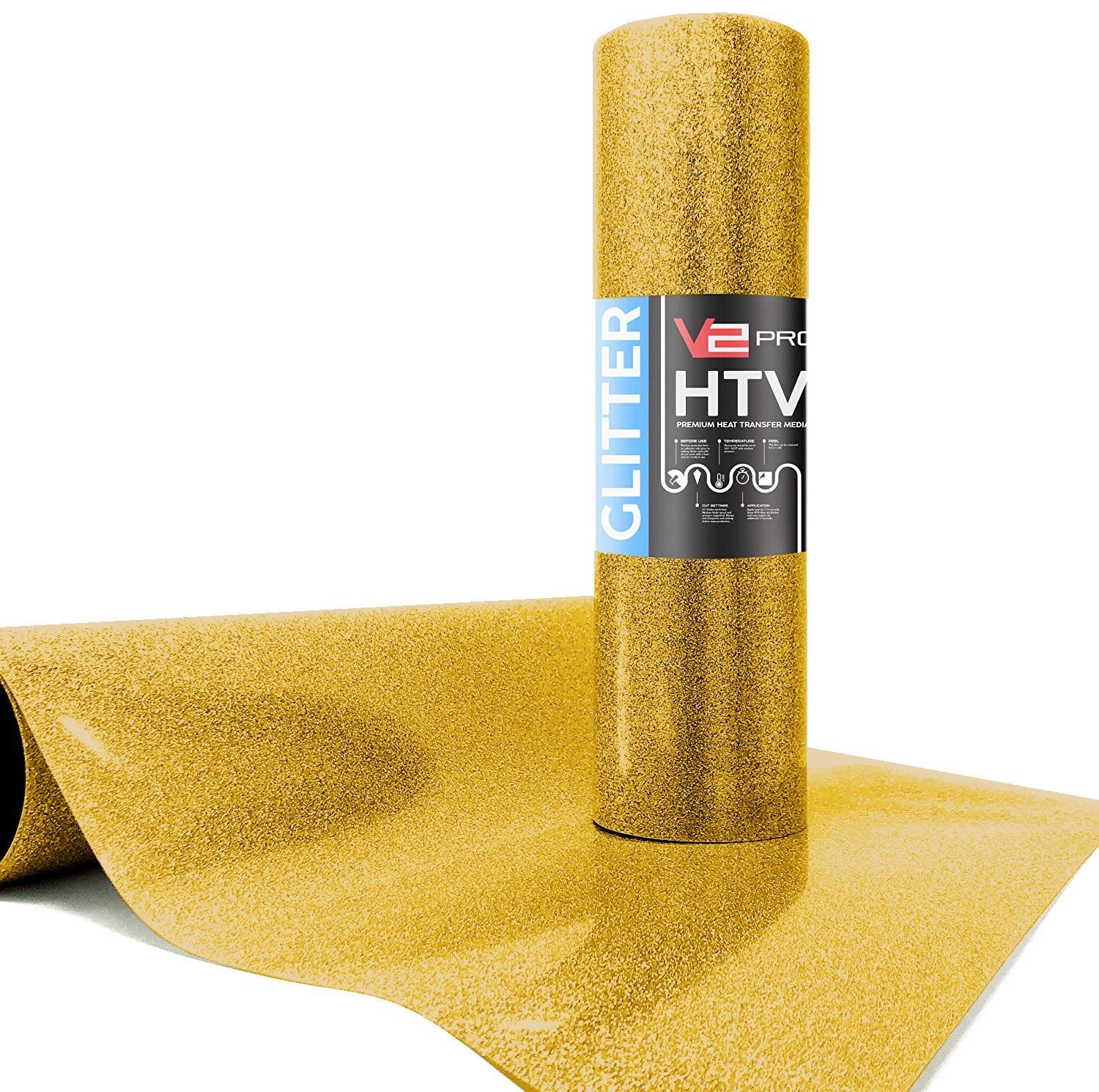 V2 Pro Hyper Gold Glitter Heat Transfer Film - The VViViD Vinyl Wrap Shop