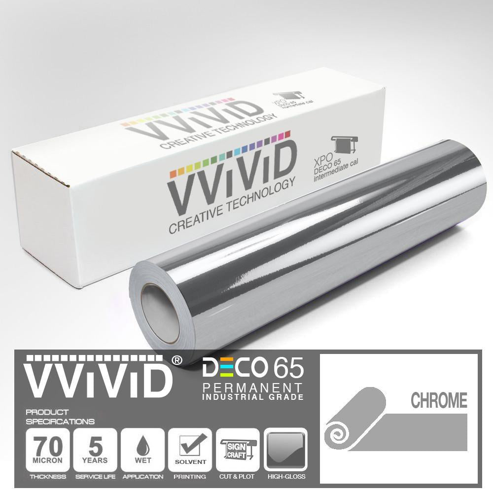 VViViD Silver Metallic Gloss 11.8 Inches x 84 Inches (7 Feet) DECO65  Permanent Adhesive Craft Vinyl for Cricut, Silhouette & Cameo
