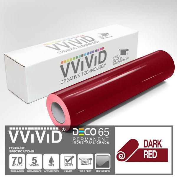 DECO65 Gloss Dark Red Permanent Craft Film - The VViViD Vinyl Wrap Shop