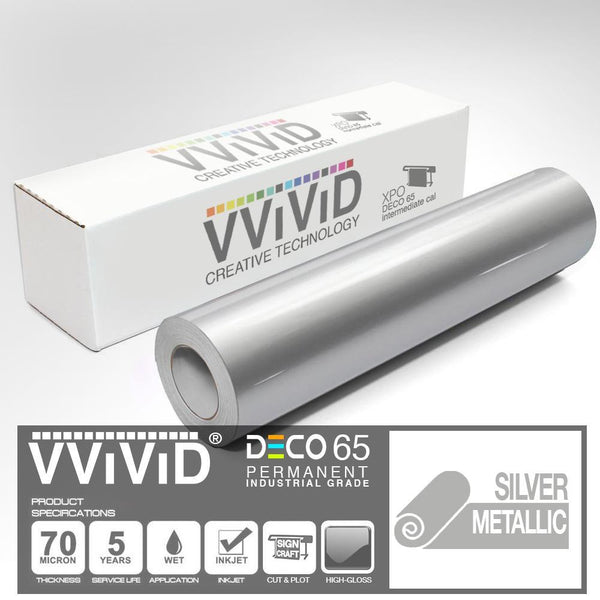 DECO65 Gloss Silver Metallic Permanent Craft Film - The VViViD Vinyl Wrap Shop