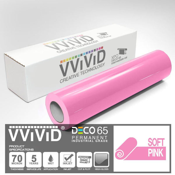 DECO65 Gloss Soft Pink Permanent Craft Film - The VViViD Vinyl Wrap Shop
