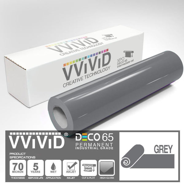 DECO65 Gloss Grey Permanent Craft Film - The VViViD Vinyl Wrap Shop