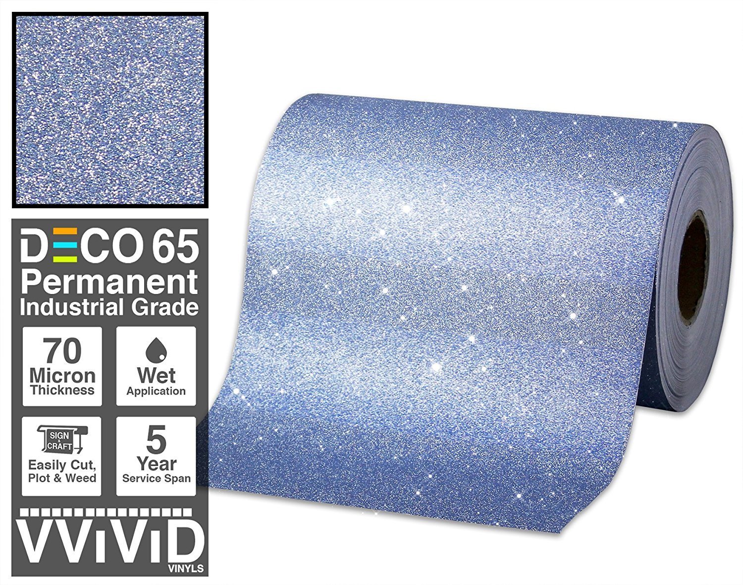 Deco65 Blue Glitter Craft Vinyl - The VViViD Vinyl Wrap Shop