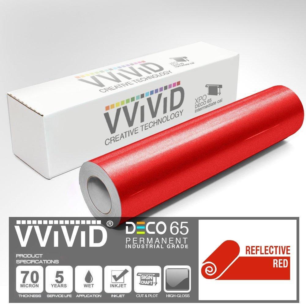 VViViD DECO65 Reflective Permanent Adhesive Craft Vinyl Roll for Cricut,  Silhouette & Cameo (Red, 12 x 4ft (w/Transfer 12 x 12))