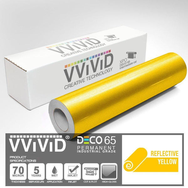 DECO65 Reflective Yellow Permanent Craft Film - The VViViD Vinyl Wrap Shop