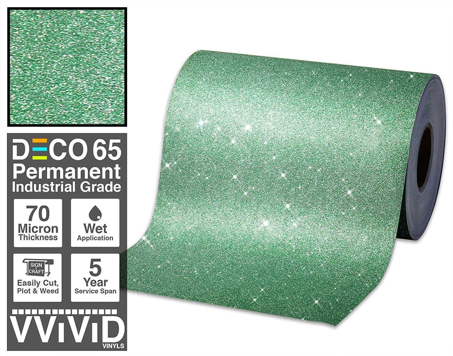 Deco65 Green Glitter Craft Vinyl - The VViViD Vinyl Wrap Shop