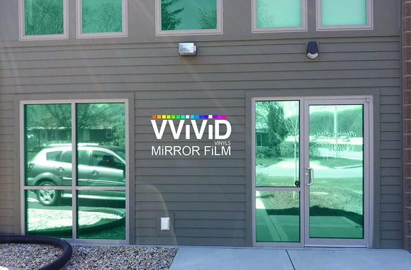 Green One-Way Mirror Finish Window Privacy Vinyl - The VViViD Vinyl Wrap Shop