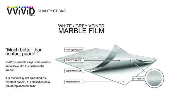 White Black-Veined Marble Vinyl - The VViViD Vinyl Wrap Shop